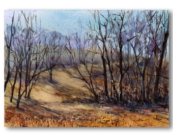 PRINT of a Painting by Linda Henry - "Waiting for Spring" - Available in 2 sizes with a free custom-cut Mat (#407)
