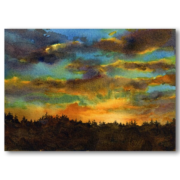 Sunset Sky - FINE ART PRINT of a Watercolor by Linda Henry "The Last Light of Day" Available in 2 sizes - Matted & Ready to Frame (#556)
