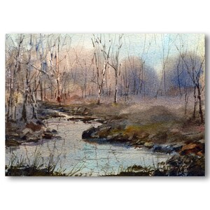 Serenity - WATERCOLOR PRINT of a Painting by Linda Henry - Includes a Custom-cut Mat - Ready to Frame - Fall Decor (#206)