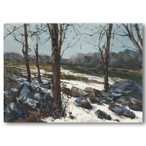 Pennsylvania Winter WATERCOLOR PRINT or Greeting CARD by Linda Henry - &quot;A Long Winter&#39;s Rest&quot; - Prints are Matted & Ready to Frame (#120)
