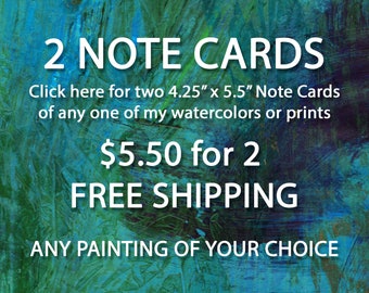 2 NOTE CARDS with envelopes of any Original Watercolor Painting by Linda Henry FREE Shipping!