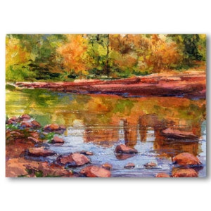 Cathedral Rock Sedona Arizona Oak Creek FINE ART PRINT of a Watercolor by Linda Henry - Available in 2 sizes with a Free Custom Mat (#261)
