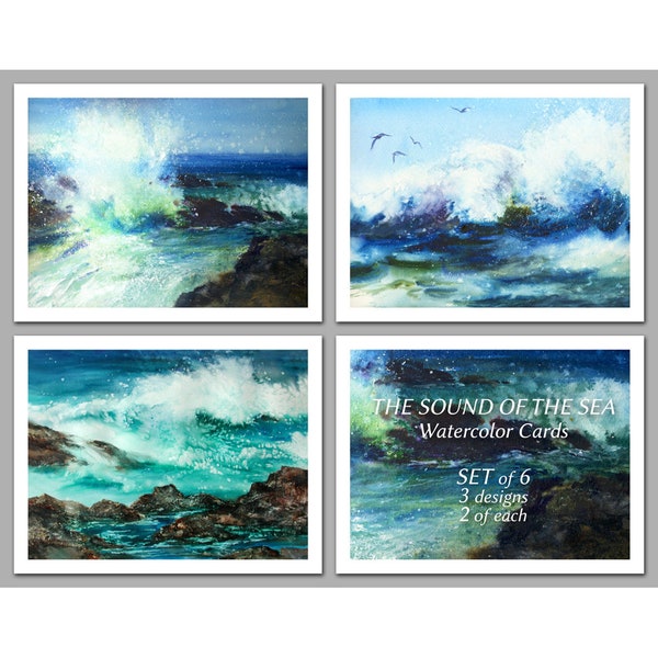 Watercolor Set of 6 NOTE CARDS - Paintings by Linda Henry (NCWC112)