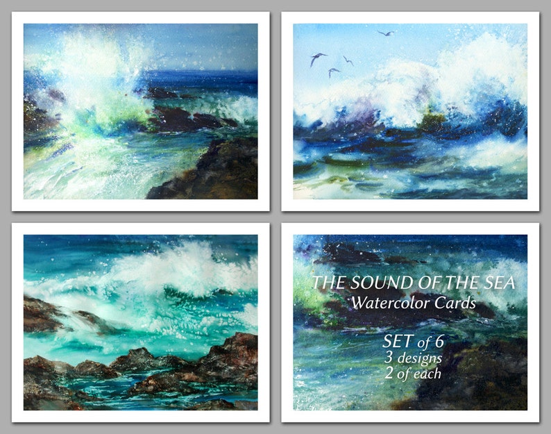 Watercolor Set of 6 NOTE CARDS - Paintings by Linda Henry (NCWC112) - Etsy