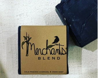 merchants blend activated charcoal soap. // organic thieves oil scented soap // black soap bar organic bar soap zero waste soap