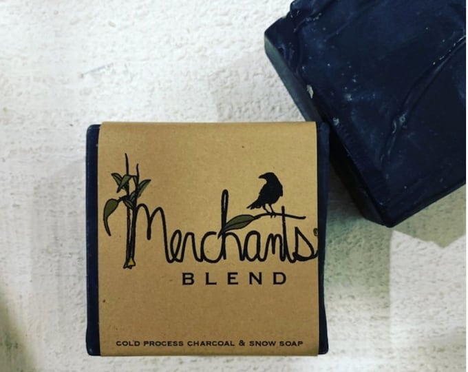 merchants blend activated charcoal soap. // organic thieves oil scented soap // black soap bar organic bar soap zero waste soap