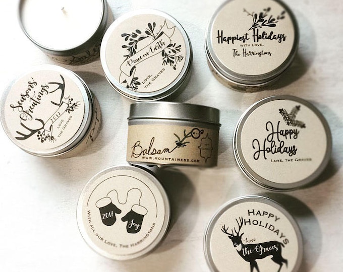 custom candle christmas gifts / bulk christmas gifts small co workers holiday client gifts christmas  co-worker business client gifts