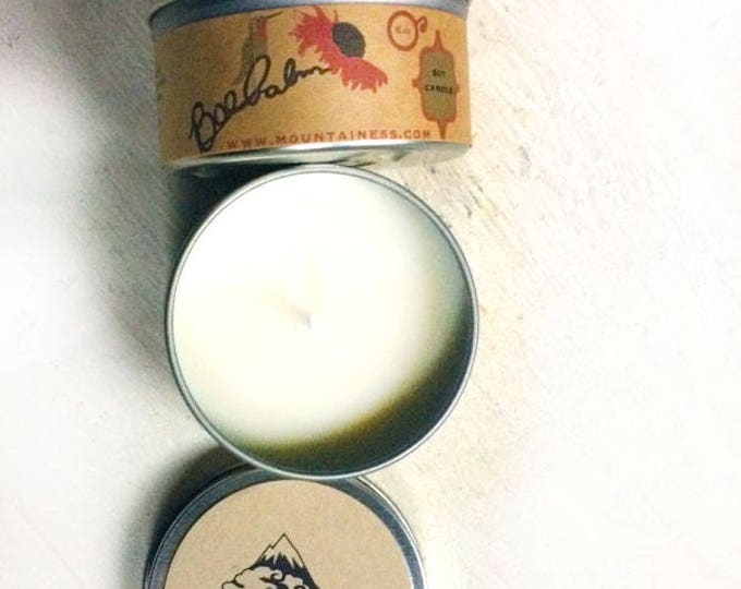 natural candle / soy candle bee balm  Gift Candle red flower  hand poured candle  bee balm scented / Dye free candle / citrus scent candle /