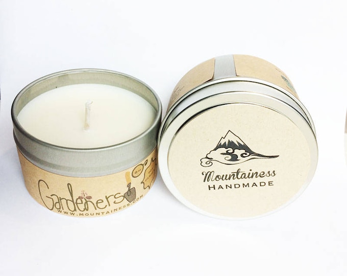 gardeners herbal scented candle / basil soy candle / natural gardeners soy candle / candle gift  rustic gardener/ natural garden gift maine