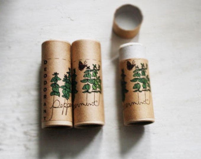 peppermint deodorant / 4 organic ingredients / zero waste biodegradable packaging / mountainess made / small batch  deodorant