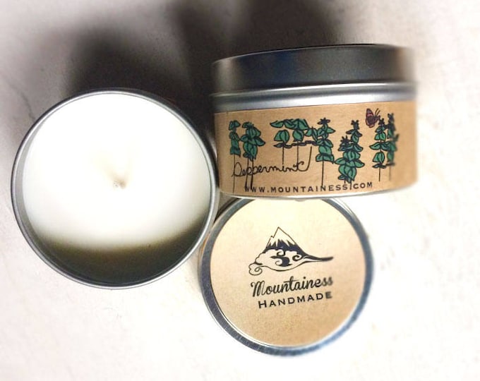 soy candles / Peppermint soy candle natural / soy wax candle / Peppermint scent / christmas candle / maine made / maine made scented candle