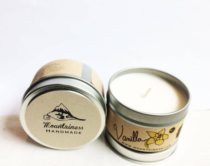 vanilla soy candle / travel candle / sweet warm smell / natural soy candle cabin decor camp / sweet scented / candle phthalate free candle