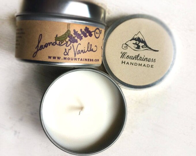 lavender + vanilla candle / lavender soy candle / natural lavender soy candle / lavender candle gift  lavender rustic  purple woodland