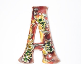 Ceramic Handmade Letter A for Duplex Plum Garden Colorway House Numbers