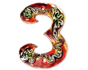 Handmade House Number (3) Plum Garden