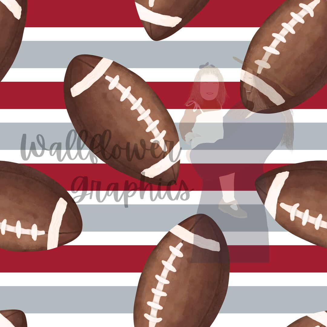 Red and Gray Stripe Watercolor Footballs Etsy