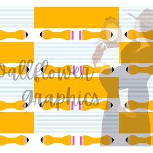 12-1 Bunny Ear Scrunchie Yard File (12 Bunny Ear Scrunchies 5x20)-Pencils and Notebook Paper/Yellow (6 of each)
