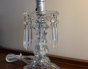 used Set6 Vintage aurora borealis crystal cut glass lamp prism