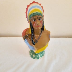 Vintage Carnival Chalkware Indian Chief Bust