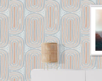 Modern Abstract Circles Removable Wallpaper | Peel & Stick Fabric | Mid-Century Wall Decor