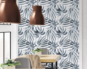 Botanical Palm Leaves Removable Wallpaper | Peel & Stick Fabric Floral wallpaper