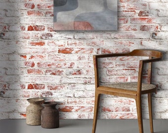 Mixed bricks Peel & Stick Wallpaper | Removable Fabric Wallpaper