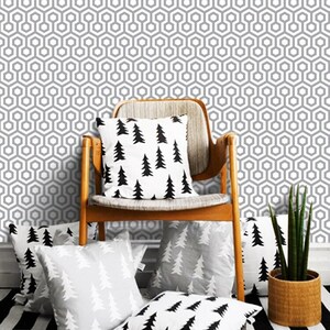 Honeycombs Grey Removable Wallpaper | Kids Peel & Stick Fabric Wallpaper | Kids Wall Decor
