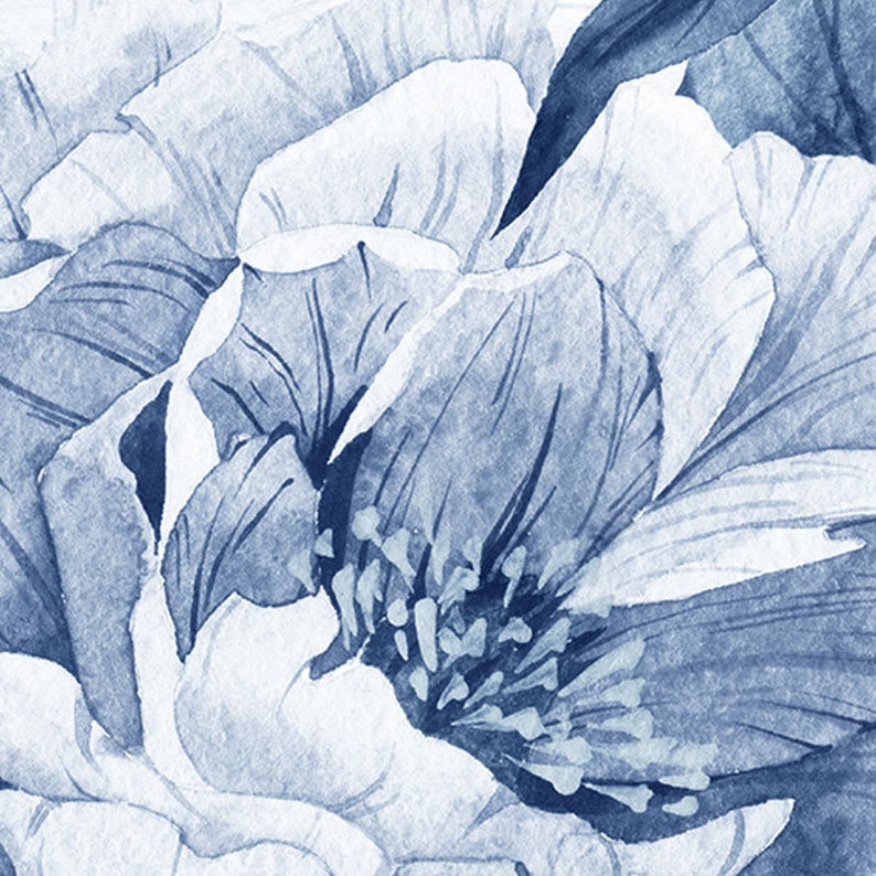 Blue Peonies Peel & Stick Wallpaper Peony Removable Etsy