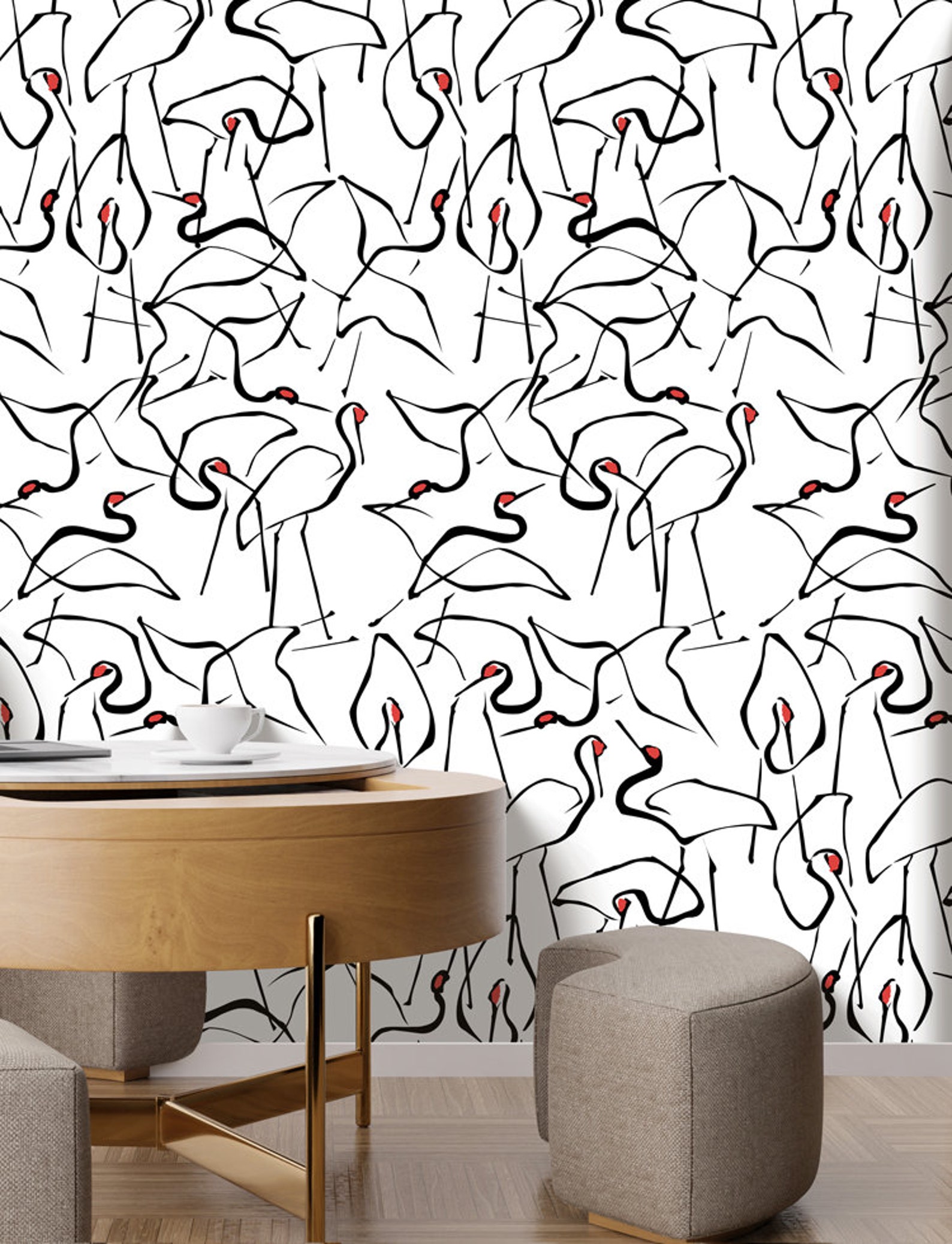 Modern Cranes Removable Wallpaper Peel & Stick Fabric - Etsy