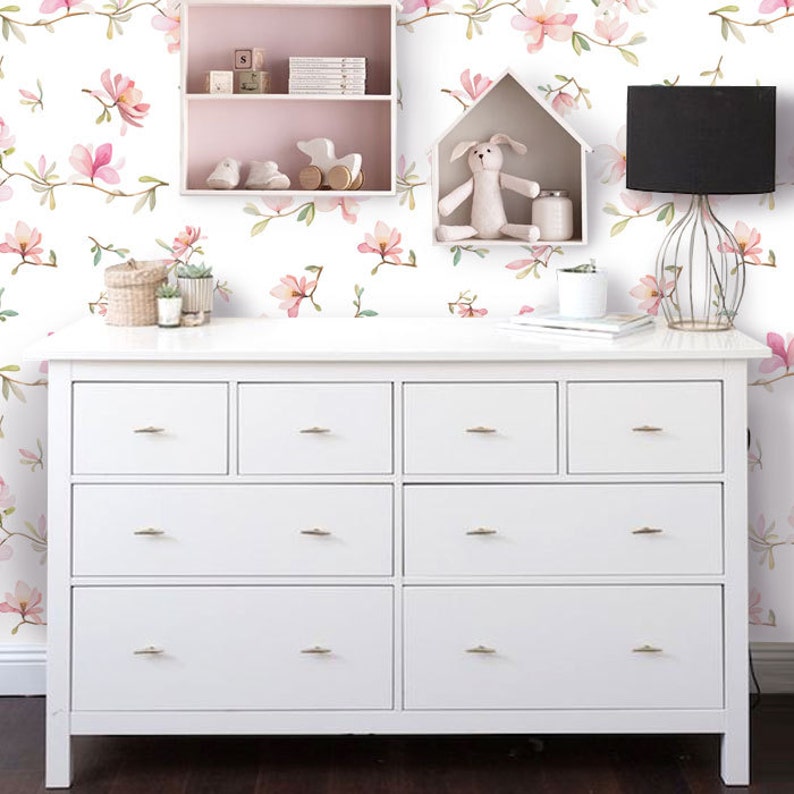 Pink Floral PEEL & STICK Repositionable Fabric Wallpaper Etsy