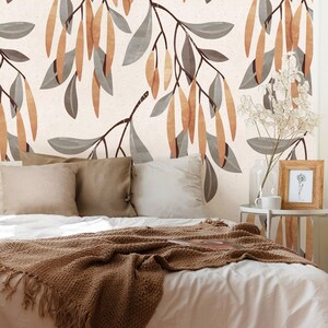 Willow Leaves Wallpaper | Floral Peel & Stick Wallpaper | Removable Fabric Wall Decor