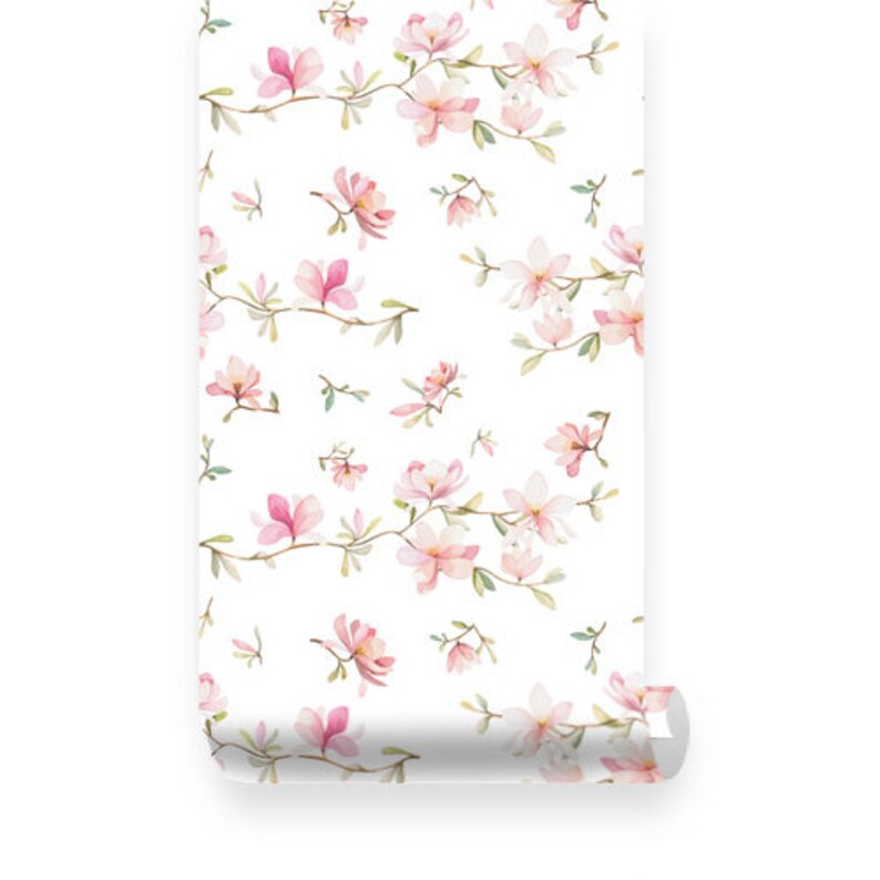 Pink Floral PEEL & STICK Repositionable Fabric Wallpaper - Etsy