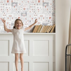 Houses Complex WallPaper | Removable Fabric Wall Decor