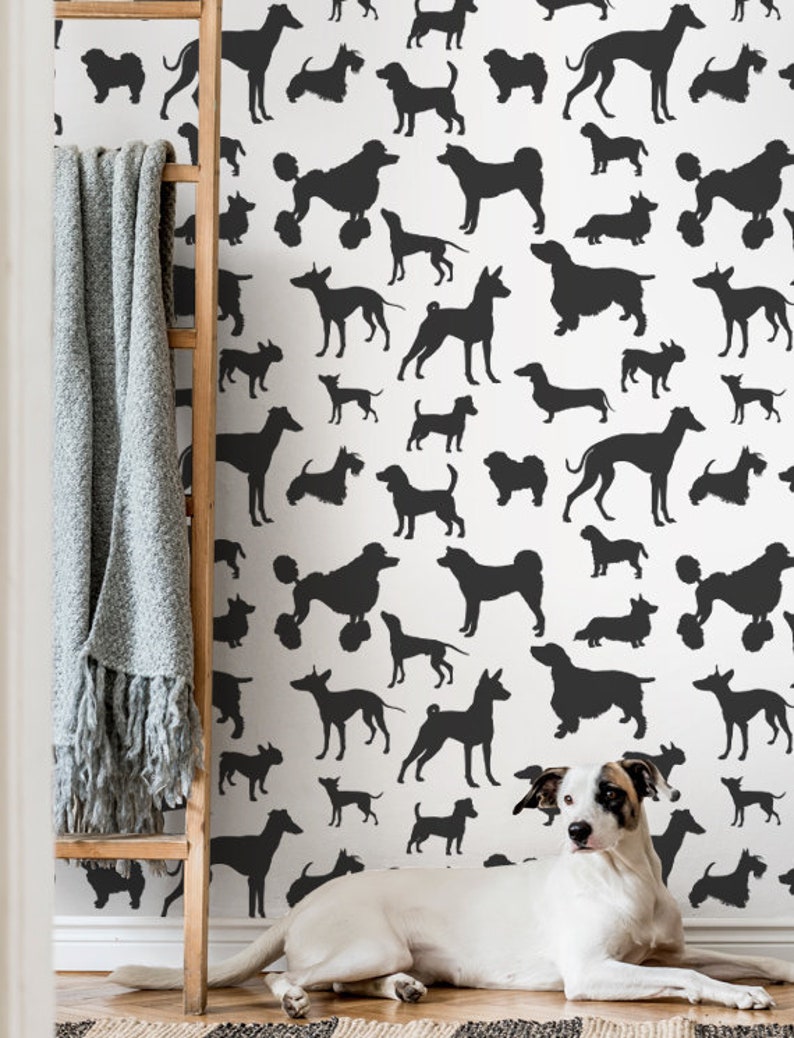 Dogs Removable Wallpaper Peel & Stick Repositionable Fabric | Etsy