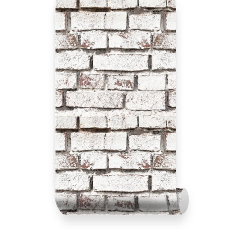 Vintage White Brick PEEL & STICK Repositionable Fabric Etsy
