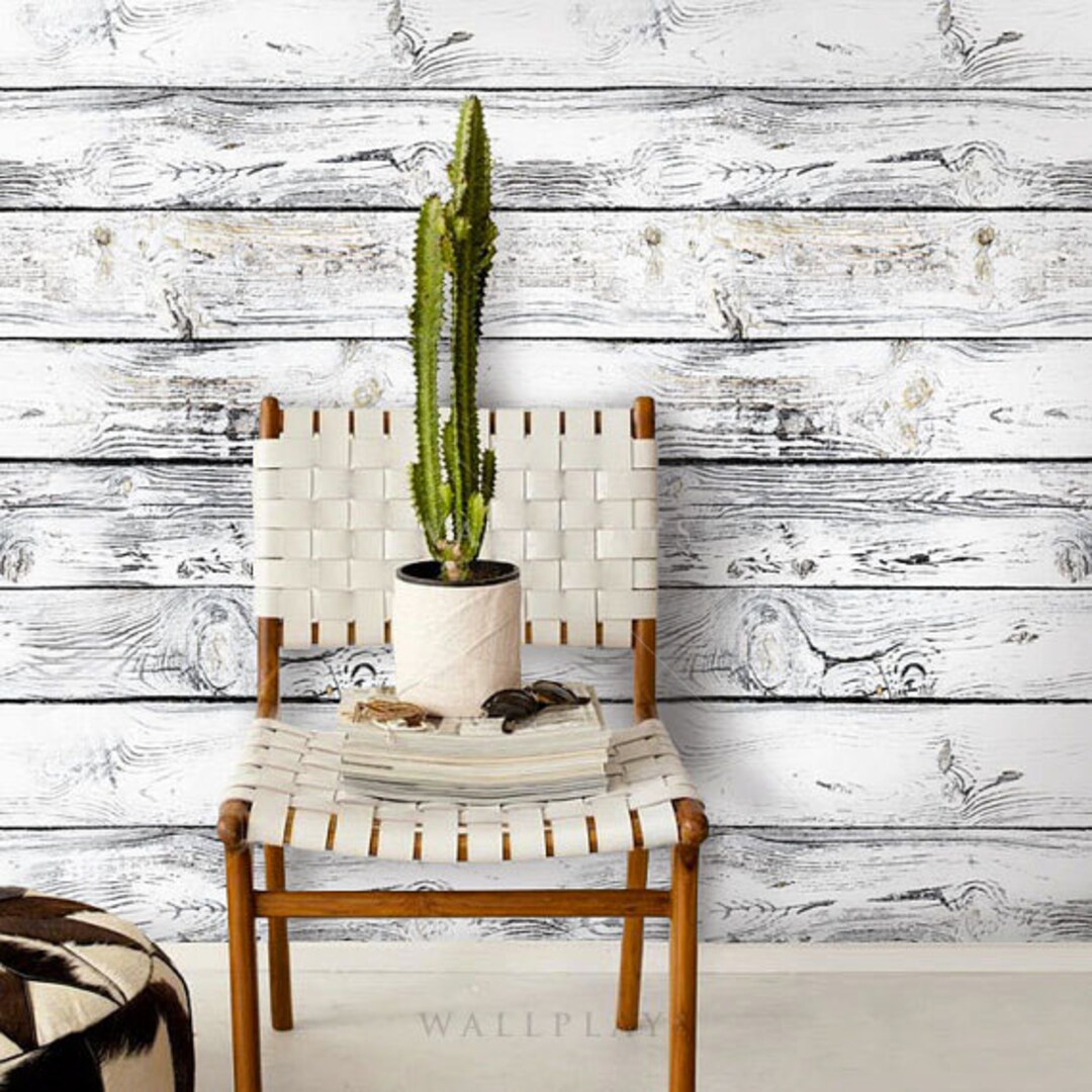 Vintage White Wood Removable Wallpaper Vintage Peel & Stick Etsy