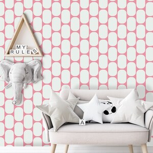 Cute Oblong Shape Peel & Stick Wallpaper | Geometric Pattern Wall Decor | Removable Fabric Wallpaper
