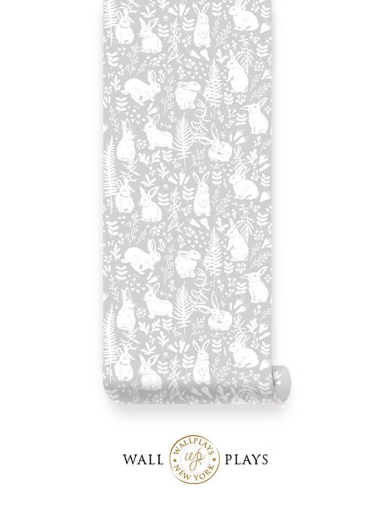Rabbits removable wallpaper Repositionable Fabric Wallpaper Peel /& Stick