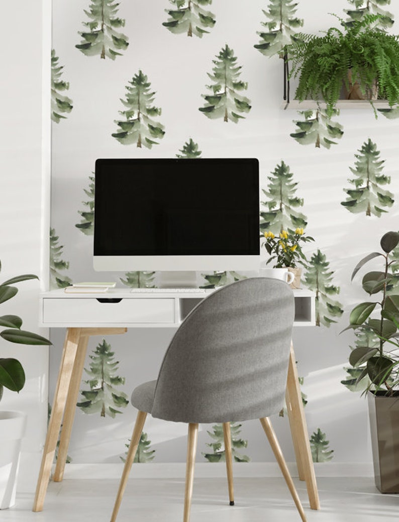 Pine Trees Pattern Removable Wallpaper Peel & Stick - Etsy