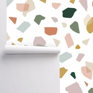 Colorful Terrazzo Removable WallPaper Modern Peel & Stick Fabric Wallpaper Kids Wall Decor image 4