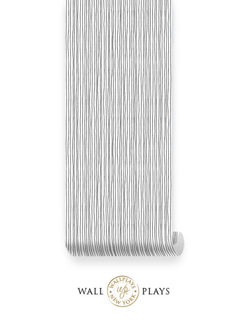 Black Vertical Stripe Removable Wallpaper Peel & Stick Etsy