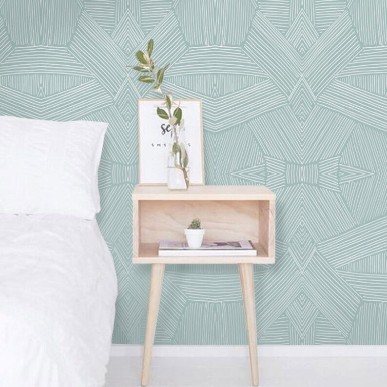 Repositionable Fabric Peel /& Stick WPS Contemporary Weaving Pattern Aspiring Blue Removable Wallpaper