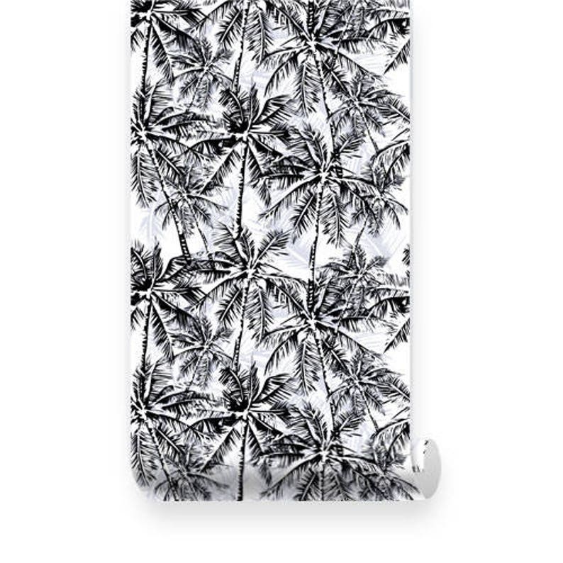 Palm Trees PEEL & STICK Repositionable Fabric Wallpaper Etsy