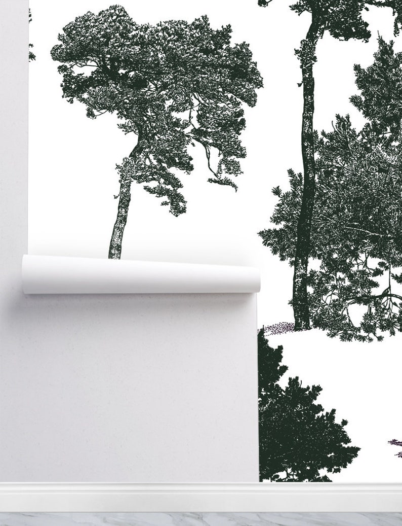 Artistic Pine Tree Removable Wallpaper Floral Peel & Stick Etsy