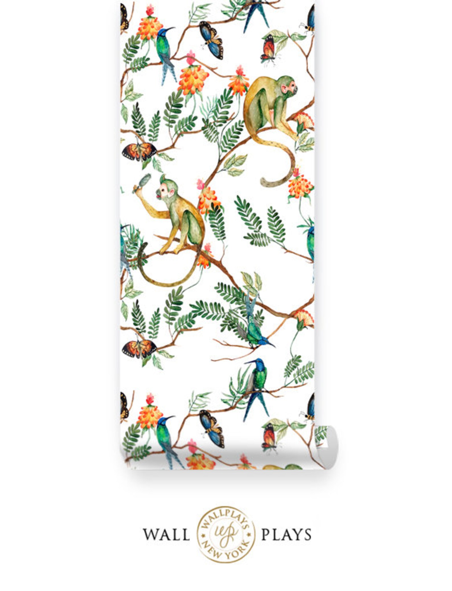 Jungle Monkey Peel & Stick Wallpaper Removable Fabric - Etsy