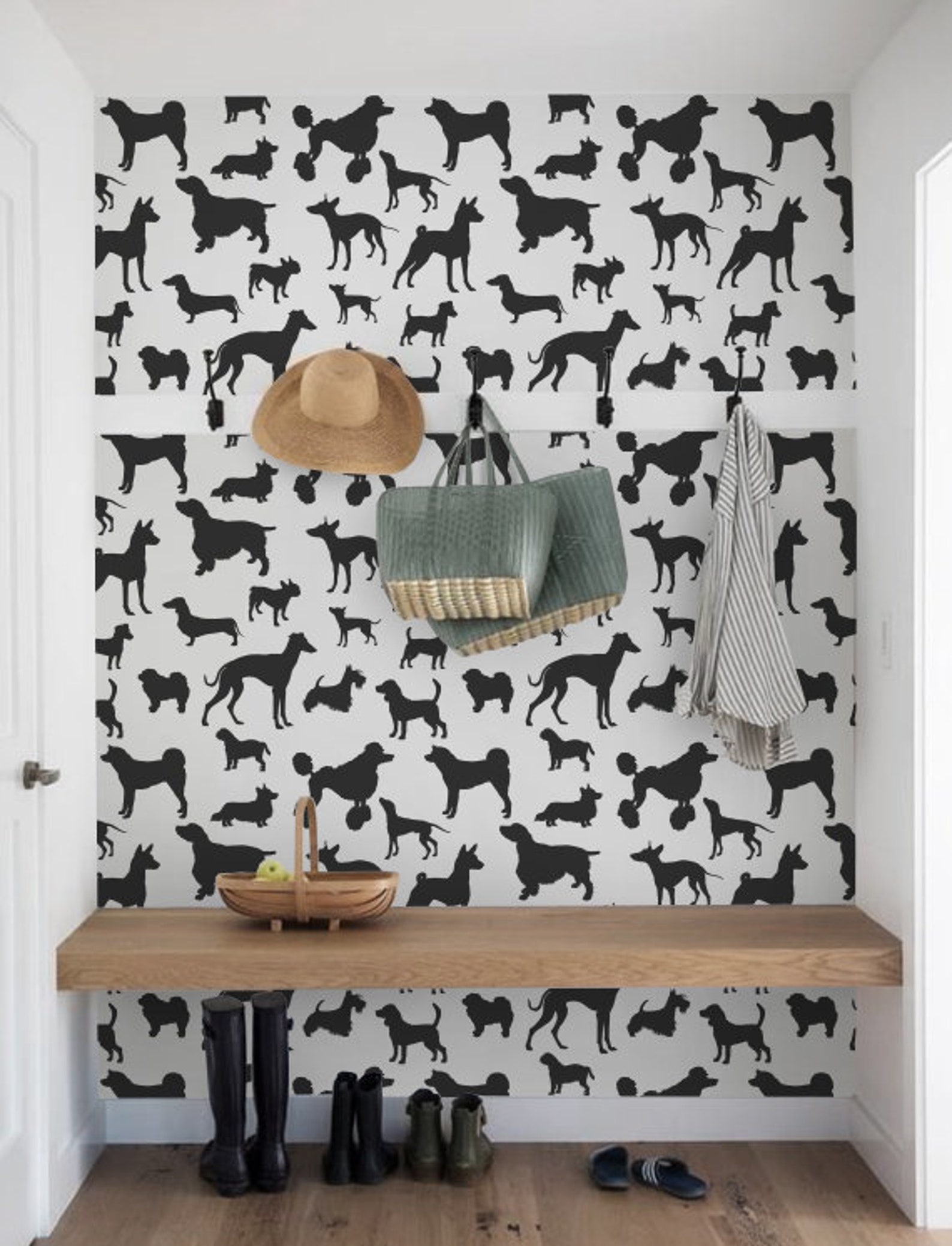 Dogs Removable Wallpaper Peel & Stick Repositionable Fabric Etsy
