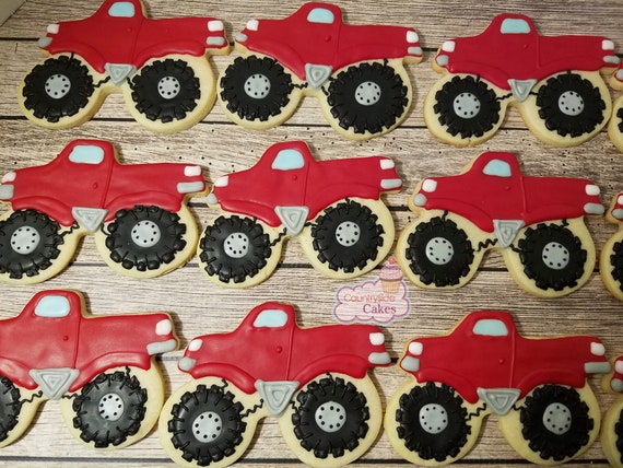 Monster Truck Decorated Sugar Cookies 1 Dozen Etsy