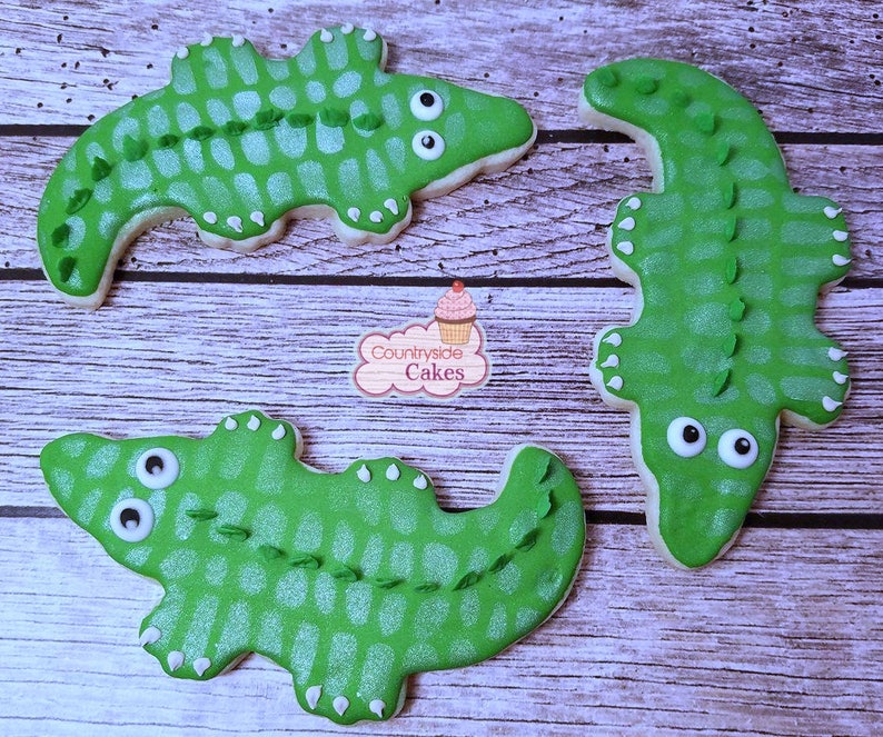 Crocodile or Alligator decorated sugar cookies 3 1 dozen image 1