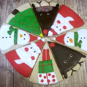 Wedge Christmas Decorated Sugar Cookies 3&quot; -1 dozen