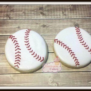 Baseball decorated Sugar Cookies 3&quot; -1 dozen